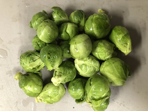 Brussels sprouts: green off the stalk organic
