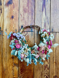 Grapevine wreath with dried flowers