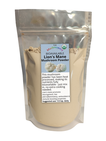 Bioavailable Lion's Mane Mushroom Powder - certified organic - .2 Pound