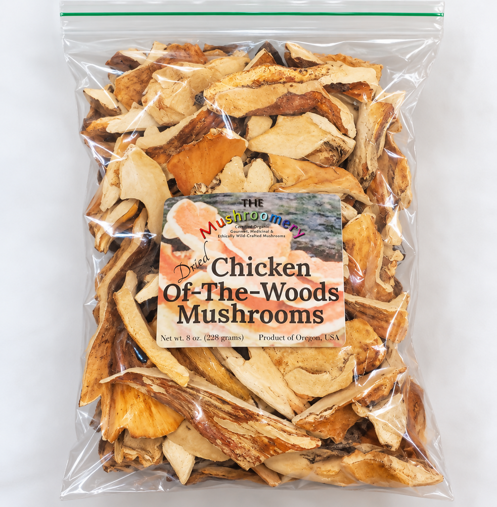 1/2 Pound Dried Chicken-of-the-Woods Mushrooms - certified organic